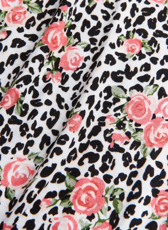 Rose & Animal Print Nightgown, White Pattern
