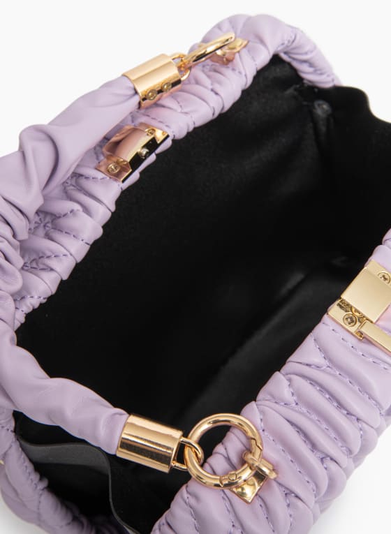 Vegan Leather Quilted Bag, Lilac