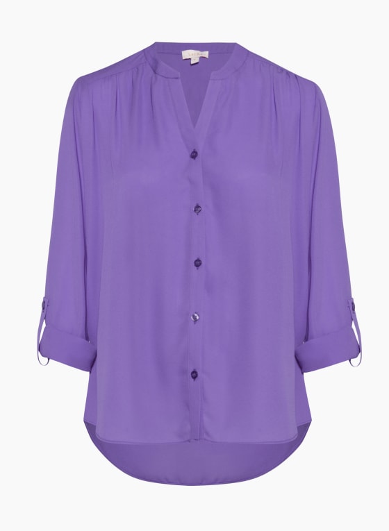 Roll-Up Sleeve Blouse, Grape 