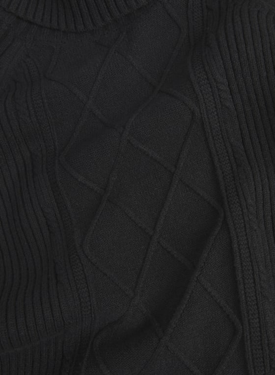 Argyle Turtleneck Sweater Dress, Black
