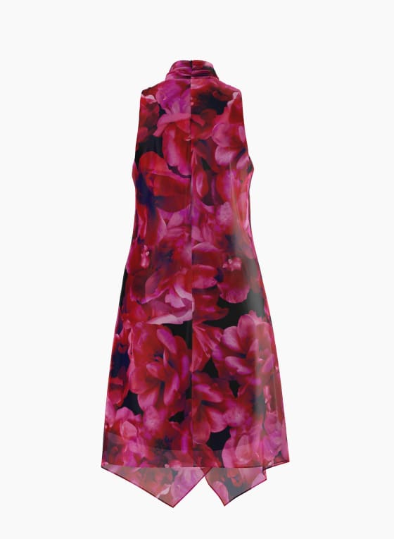 Mock Neck Floral Print Dress, Multicolour