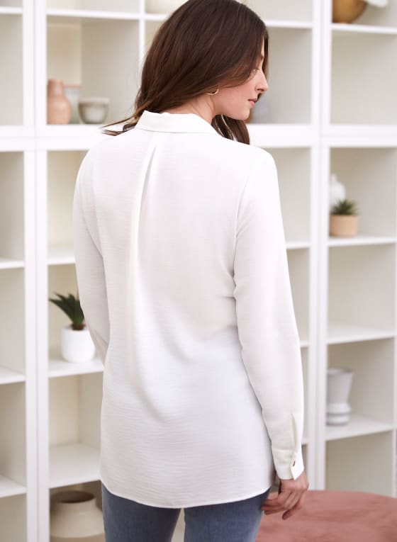Button-Down Tunic Blouse, Ivory