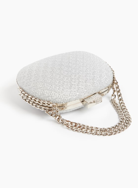 Oval Chain Link Detail Clutch, Gold
