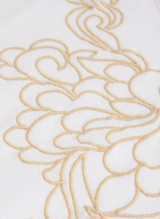 Embroidered Cotton-Modal Tee, White