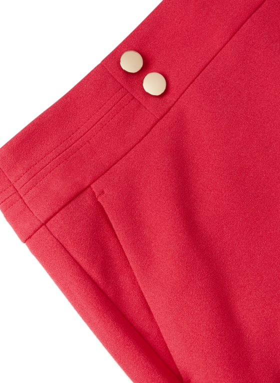Button Detail Wide Leg Pants, Watermelon