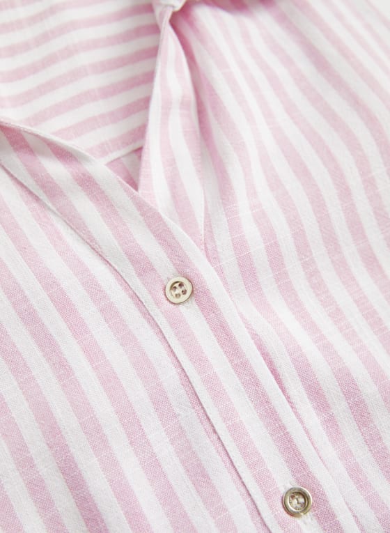 Stripe Print Shirt Collar Blouse, Multicolour