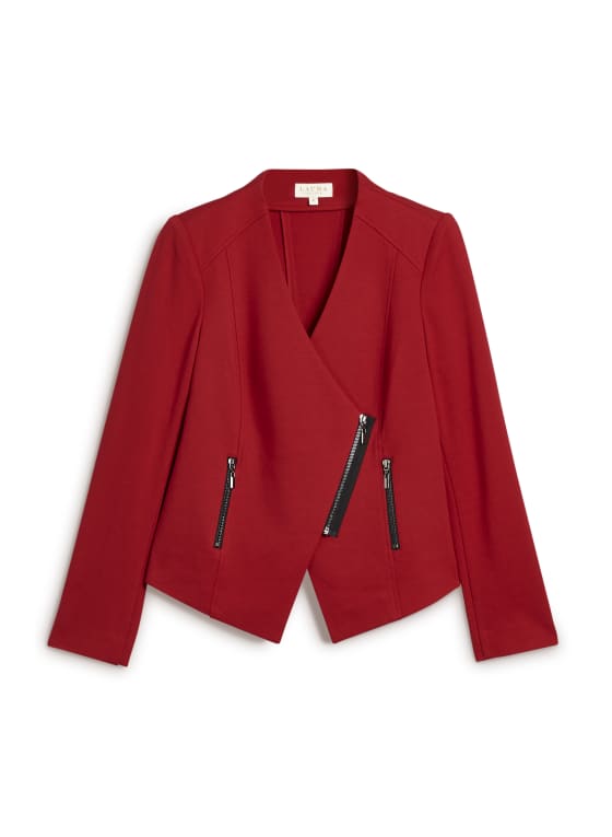 Stretch Twill Zip Detail Jacket, Red