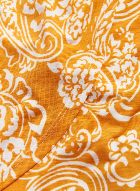 Paisley Print Sleeveless Dress, Orange Pattern