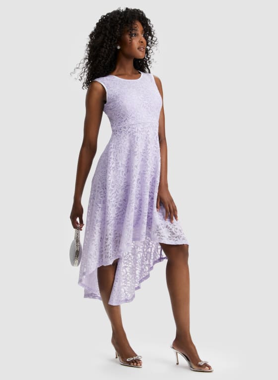 High-Low Lace Dress, Lilac