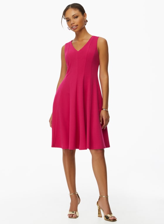 Sleeveless Fit & Flare Dress, Deep Pink