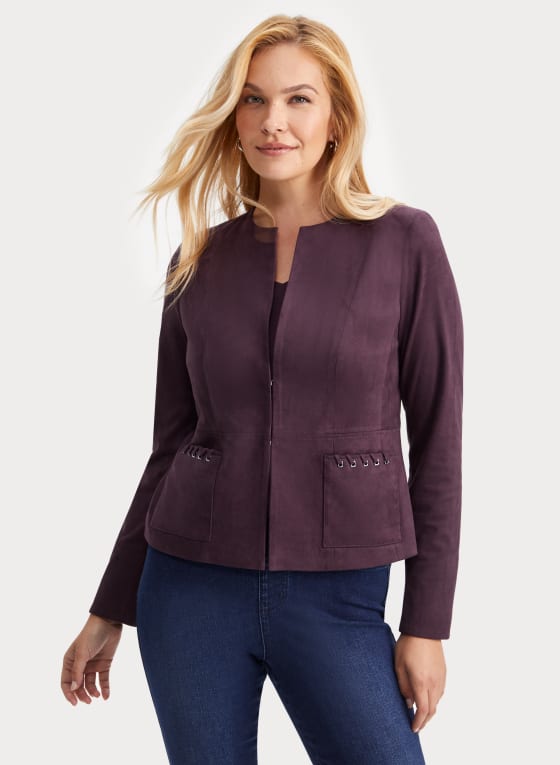 Faux Suede Jacket, Mulberry