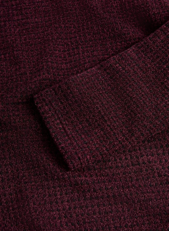 Button Detail Fooler Sweater, Red Pattern