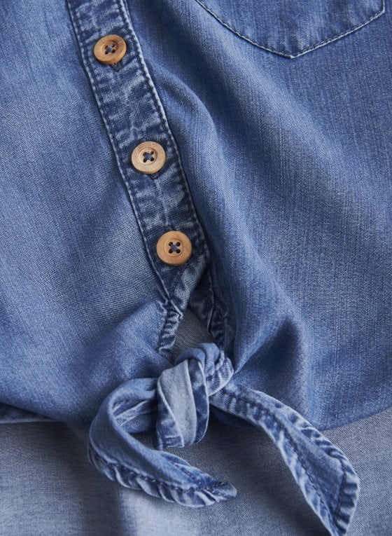 Tie Detail Tencel Blouse, Powder Blue
