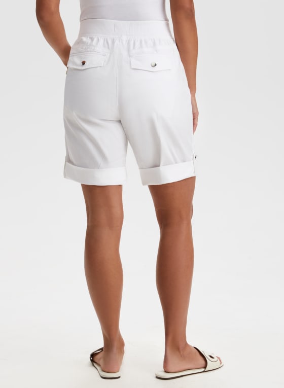 Cuffed Tab Detail Shorts, White