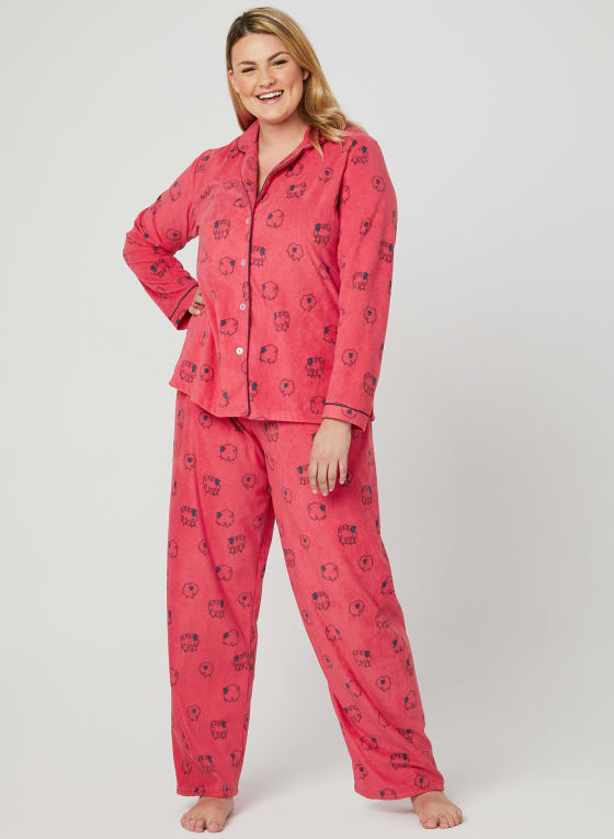 Claudel Lingerie - Fleece Pyjama Set, Red
