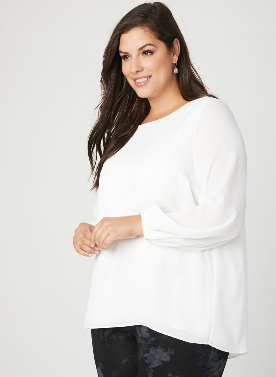 Back Capelet Overlay Blouse, Off White