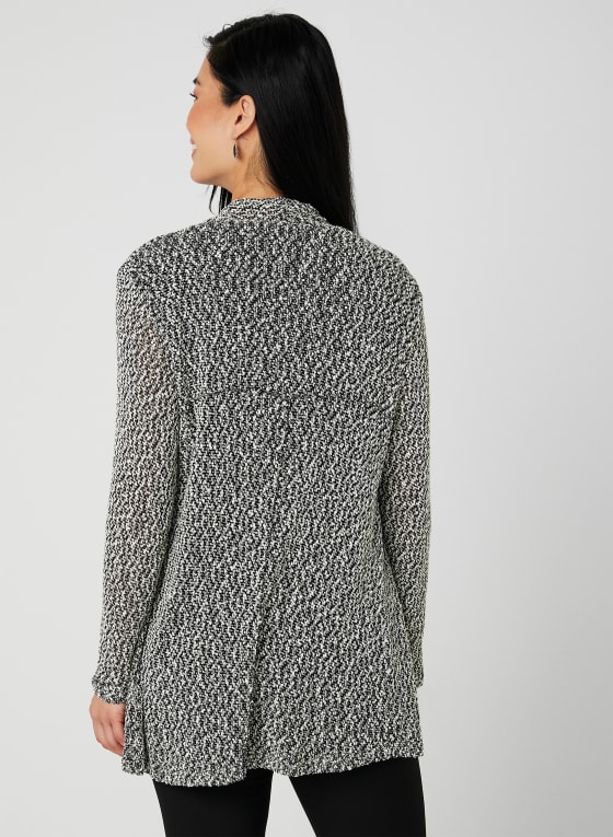 Alison Sheri - Open Front Knit Top, Black Pattern