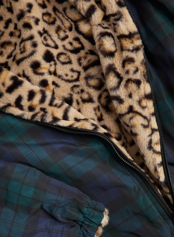 Reversible Leopard Motif Jacket, Blue