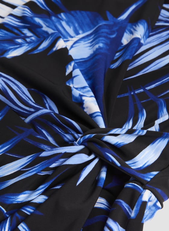 Robe à motif feuilles de palmier, Motif bleu