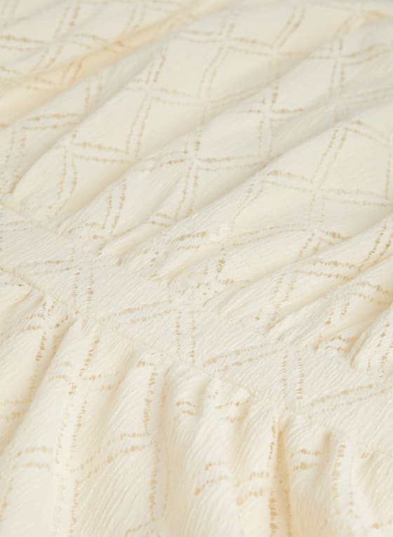 Diamond Motif Lace Dress, Ivory