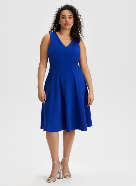 Sleeveless Fit & Flare Dress, Royal D-Lux