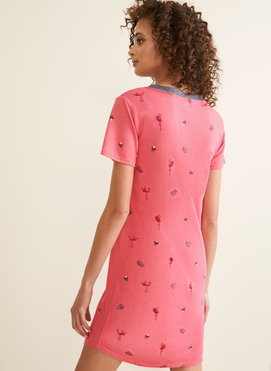 Claudel Lingerie - Printed Nightgown, Peach Pink