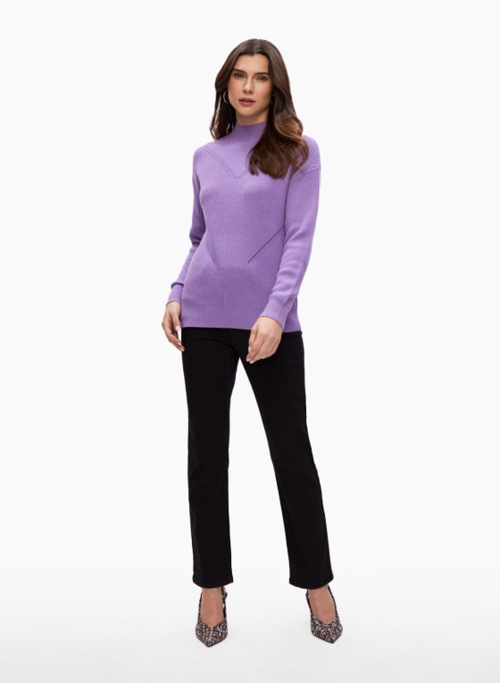 Mock Neck Sweater, Purple