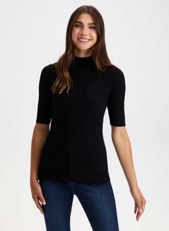 Mock Neck Sweater, Black