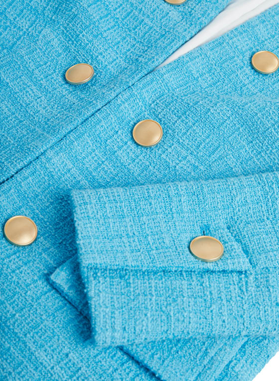 Button Detail Bouclé Jacket, Deep Azure 