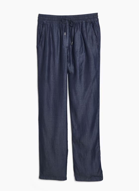 Tencel Pull-On Pants, Azure Blue