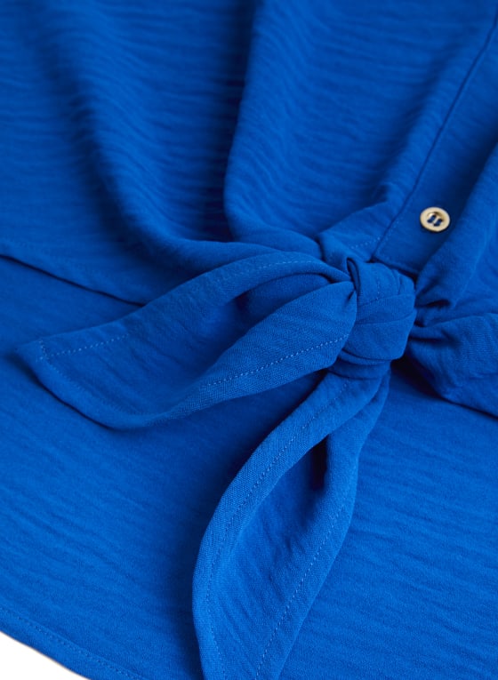 Tie Front Sleeveless Blouse, Mediterranean Blue