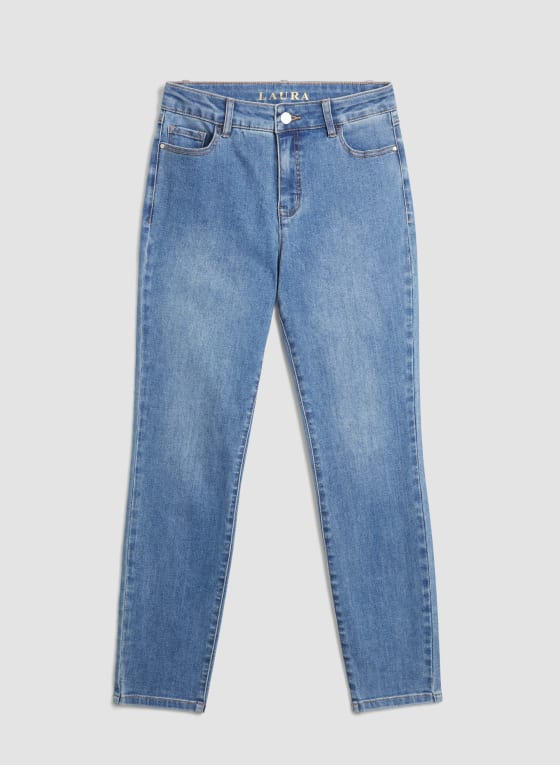 Essential High Rise Slim Leg Jeans, Pale Blue