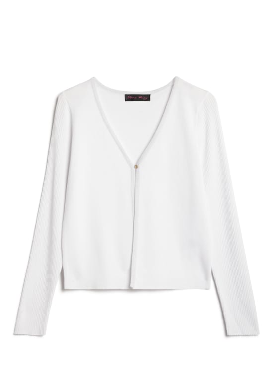 Long Sleeve Knit Cardigan, White