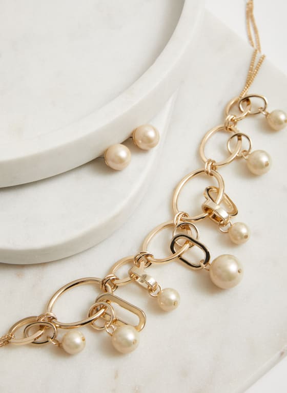 Boucles d'oreilles à perle, Blanc perle