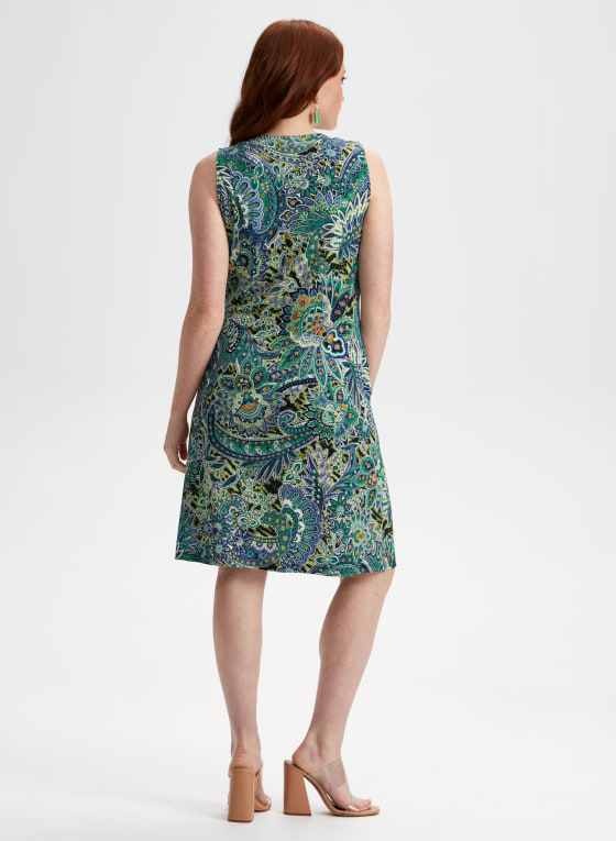 Paisley Print A-Line Dress, Blue Pattern