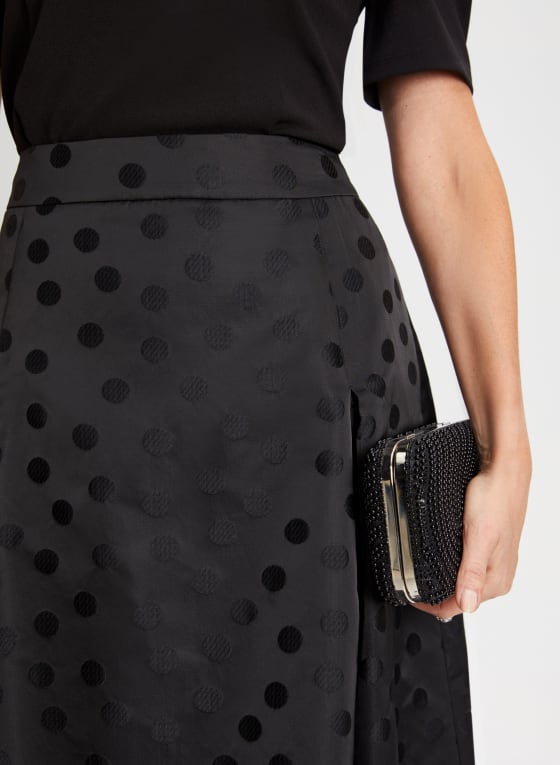 Polka Dot Motif Jacquard Skirt | Laura