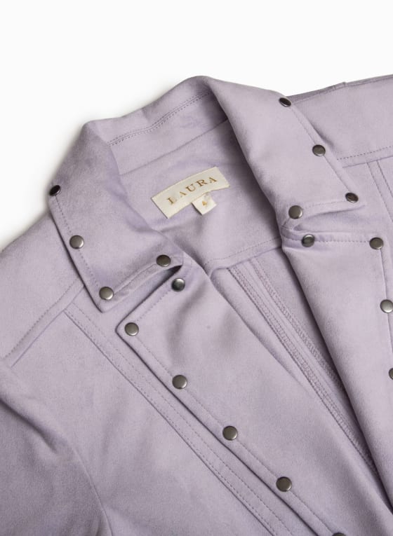 Faux Suede Stud Detail Jacket, Baby Lavender 