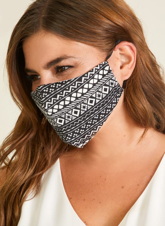 Geometric Print Mask With Filters, Black & White