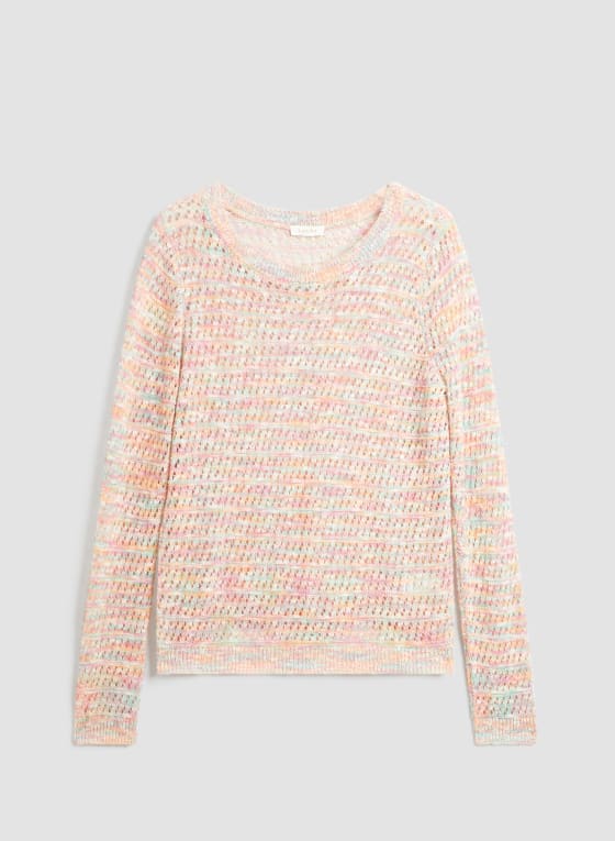 Open Stitch Multicolour Sweater, Orange Pattern