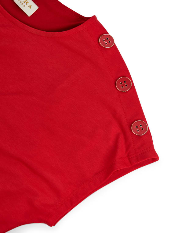 Button Detail Dress, Red D-Lux 