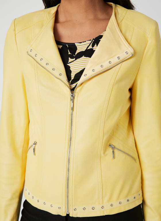 Faux Leather Jacket, Bright Yellow
