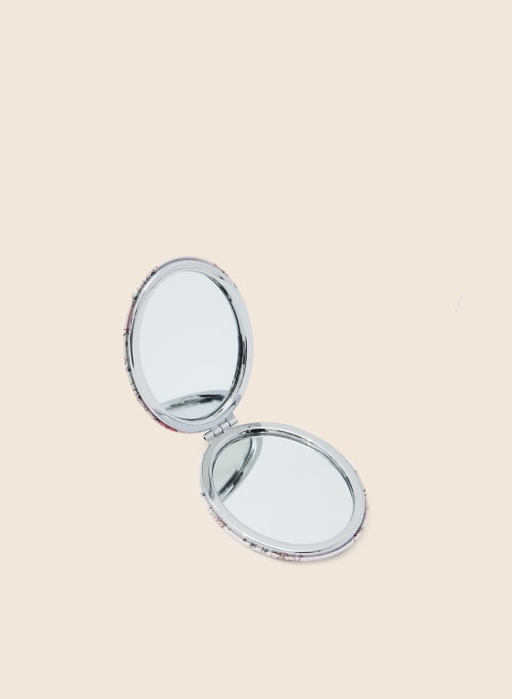 Miroir de poche ovale motif chouettes, Multicolore