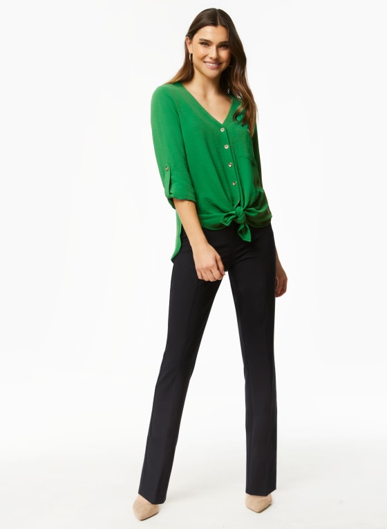 Roll-Up Sleeve Blouse, Palm Green