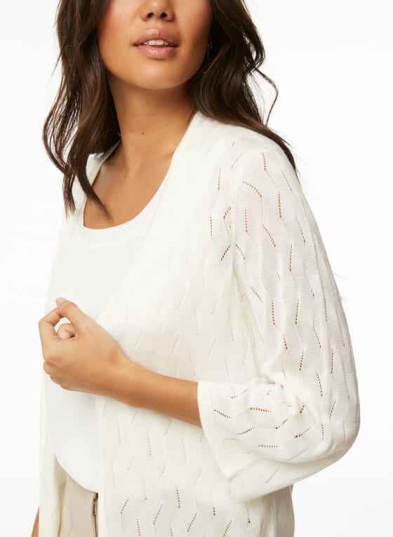 Open Front Cardigan, Ivory