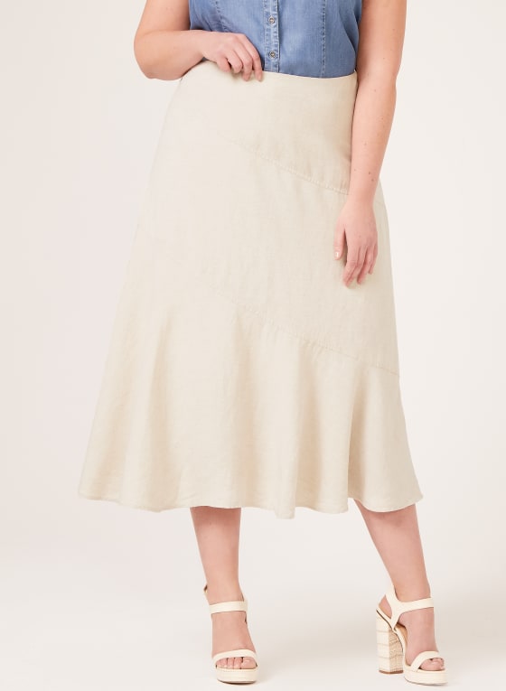 Midi Linen Skirt, Off White