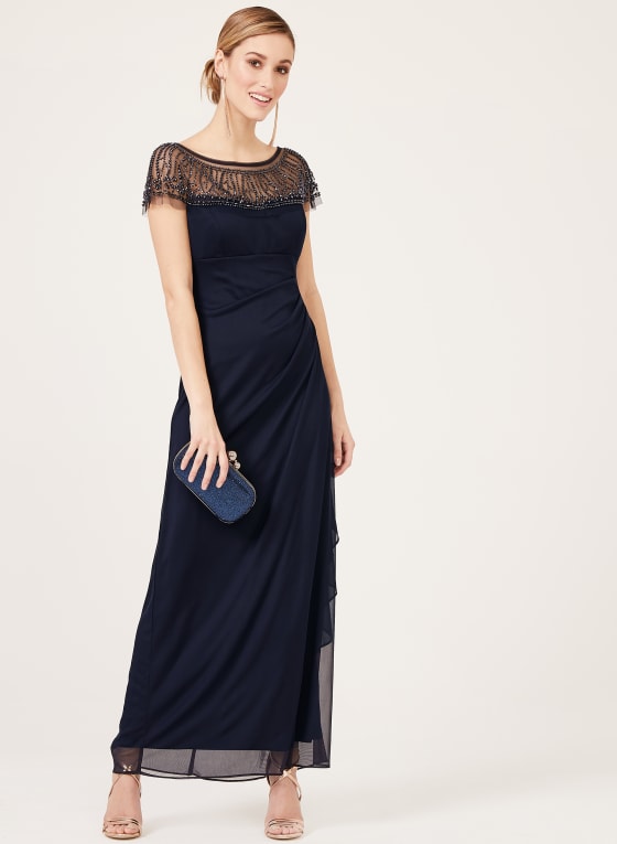 XSCAPE Beaded Column Gown Color Black Size 8... - Depop