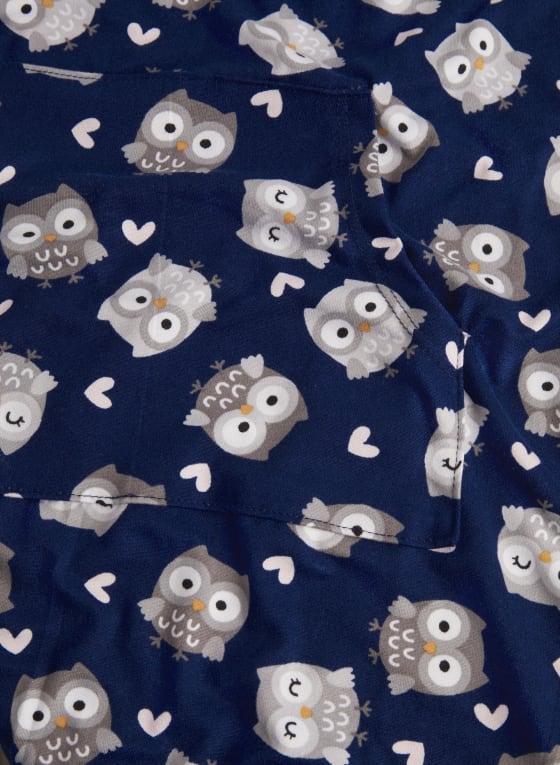 Owl Print Nightgown, Blue Pattern