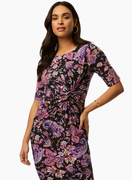 Twist Detail Paisley Print Dress, Multicolour
