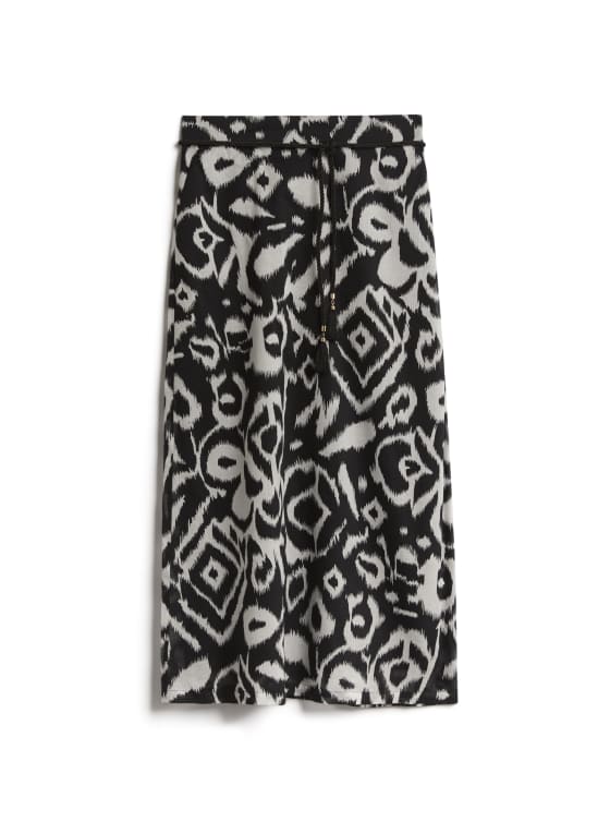 Abstract Print Maxi Skirt, Black Pattern