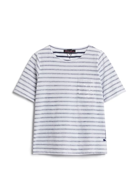 Striped Sequin Detail T-Shirt, White Pattern
